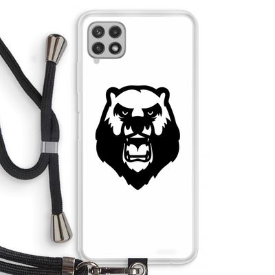 Angry Bear (white): Samsung Galaxy A22 4G Transparant Hoesje met koord