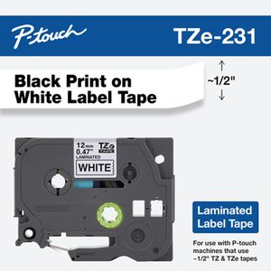 Huismerk Brother TZe-231 Labeltape 12mm Zwart op Wit
