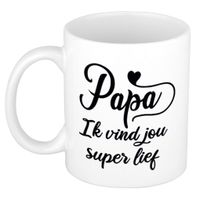 Papa ik vind jou super lief cadeau mok / beker wit 300 ml - Cadeau mokken