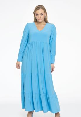 Yoek Jurk met ruches lang | Licht Blauw | Maat 42/44