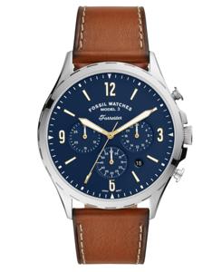 Fossil chronograaf Forrester Herenhorlogemet bruine leren band, 46 mm