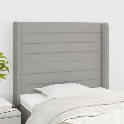 Hoofdbord met randen 103x16x118/128 cm stof lichtgrijs