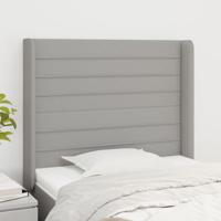 Hoofdbord met randen 103x16x118/128 cm stof lichtgrijs