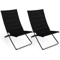Opvouwbare Strandstoelen Set van 2 Opvouwbare Campingstoelen met Beklede Rugleuningen en Zittingen-Zwart