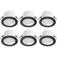 LED Veranda Spot Verlichting 6 Stuks - Brinton Glowix - 3W 260 lm 38D - Helder/Koud Wit 6500K - Inbouw - Rond - Zwart - Ø44mm Buitenmaat - Ø32mm Zaagmaat