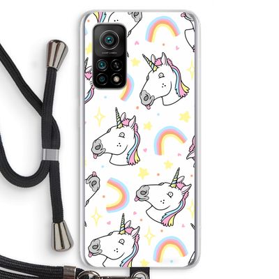 Rainbow Unicorn: Xiaomi Mi 10T 5G Transparant Hoesje met koord