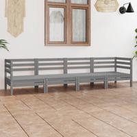 4-delige Loungeset massief grenenhout grijs
