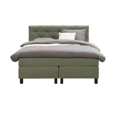 Boxspring Liv geruit - groen - 140x200 cm - vierkante poot - Leen Bakker