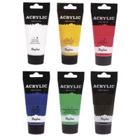 Schilders verf set van 6x tubes acrylverf/hobbyverf op waterbasis 75 ml