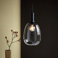 Smoke glas Hanglamp &apos;Alton 23&apos; zwart E27 fitting 23 cm