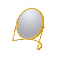Make-up spiegel Cannes - 5x zoom - metaal - 18 x 20 cm - safraan geel - dubbelzijdig - Make-up spiegeltjes - thumbnail