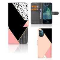 Nokia G11 | G21 | Book Case | Zwart Roze Vormen