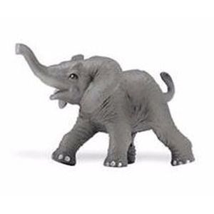 Plastic speelgoeAfrikaanse olifant kalf 8 cm met gestrekte slurf   -