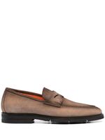 Santoni almond-toe suede loafers - Marron