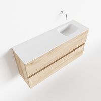 Toiletmeubel Mondiaz Ada | 100 cm | Meubelkleur Washed oak | Lex wastafel Talc Rechts | Zonder kraangat