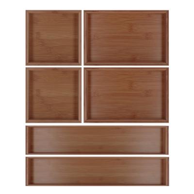 Lade bakjes/organiseer set - Tidy Smart - 6 delig - acacia hout - opbergsysteem/opbergen
