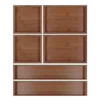 Lade bakjes/organiseer set - Tidy Smart - 6 delig - acacia hout - opbergsysteem/opbergen