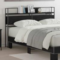 Opberghoofdbord met plank Zwart eiken 135 cm Bewerkt hout