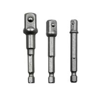 3 STKS/set socket bit extensie Bar hex schacht adapter boor moer driver Power Drill bit (1/4 3/8 1/2 inch) lengte: 65-73mm