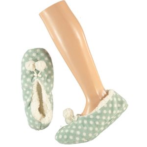 Meisjes ballerina pantoffels/sloffen stippen mint maat 31-33