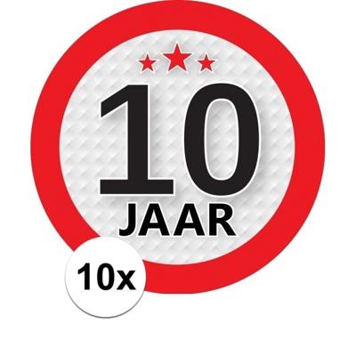 10 jaar leeftijd sticker - 10x - rond - Dia 9 cm - 10 jaar verjaardag - jubileum - leeftijd versieri