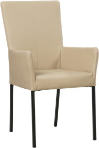 Taupe leren moderne eetkamerstoel Daily - poot vierkant zwart - Toledo Leer Mastic (taupe leer)