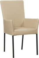 Taupe leren moderne eetkamerstoel Daily - poot vierkant zwart - Toledo Leer Mastic (taupe leer)