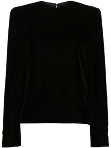 Saint Laurent blouse en velours à épaulettes - Noir