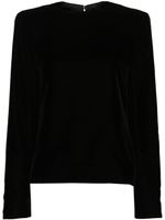 Saint Laurent blouse en velours à épaulettes - Noir