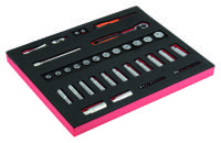 Bahco Foaminlay Fit&Go 2/3 met doppen en toebehoren en lange doppen en toebehoren 3/8" - 34-delig - FF1F2102