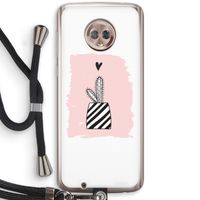 Zwart-wit cactus: Motorola Moto G6 Transparant Hoesje met koord