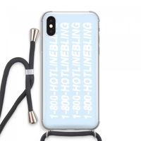 Hotline bling blue: iPhone XS Max Transparant Hoesje met koord