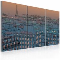 Schilderij - Parijs de stad slaapt nooit, 3 luik, Bruin/Grijs, 3 maten, Premium print