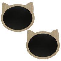 2x stuks katten/poezenkop krijtbord/memobord mdf 40 x 35 cm