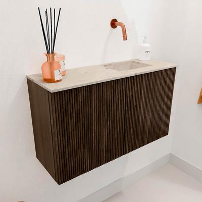 Toiletmeubel Mondiaz Joya Dlux | 70 cm | Meubelkleur Walnut | Faye wastafel Frappe Wasbak Rechts | Zonder kraangat(en)