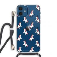 Eenhoorns overal: iPhone 12 mini Transparant Hoesje met koord