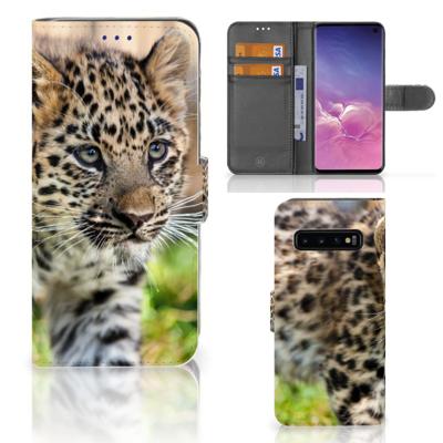 Samsung Galaxy S10 | Telefoonhoesje | Met pasjeshouder | Baby Luipaard