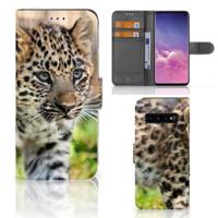 Samsung Galaxy S10 | Telefoonhoesje | Met pasjeshouder | Baby Luipaard