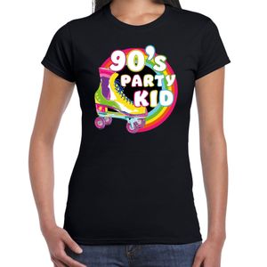 Nineties party verkleed t-shirt dames - jaren 90 feest outfit - 90s party kid - zwart