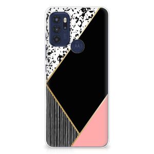 Motorola Moto G60s TPU Hoesje Zwart Roze Vormen