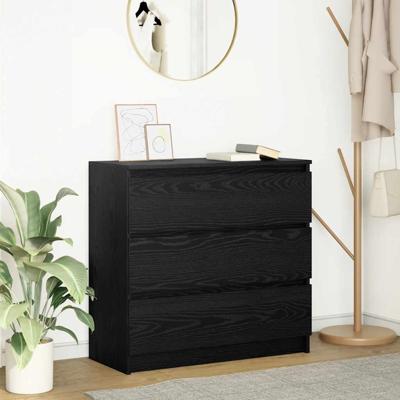Dressoir 80x35x76 cm spaanplaat zwart eikenkleurig