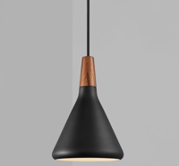 Hanglamp zwart en hout met E27 fitting 'Nori 18' DFTP - thumbnail