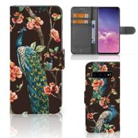 Samsung Galaxy S10 | Telefoonhoesje | Met pasjeshouder | Pauw met Bloemen Samsung Galaxy S10 | Telefoonhoesje | Met pasjeshouder | Pauw met Bloemen