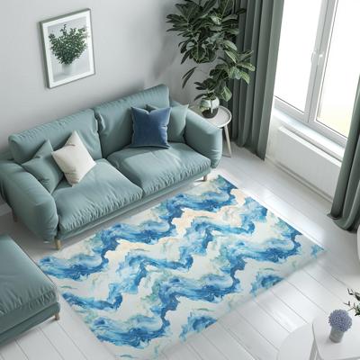 Gemarmerde golven vinyl tapijt blauw Gemarmerde golven vinyl tapijt blauw