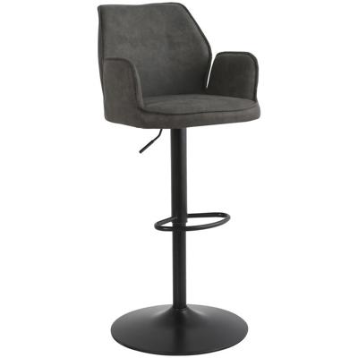 Leen Bakker - Barkruk Raffy - Antraciet - Stof - Grijs - 50x60x90 Cm