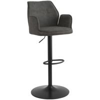 Leen Bakker - Barkruk Raffy - Antraciet - Stof - Grijs - 50x60x90 Cm