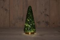 B.O.T. Tree Glass 13X28,5 cm Green With Golden Base 10Led - Anna's Collection