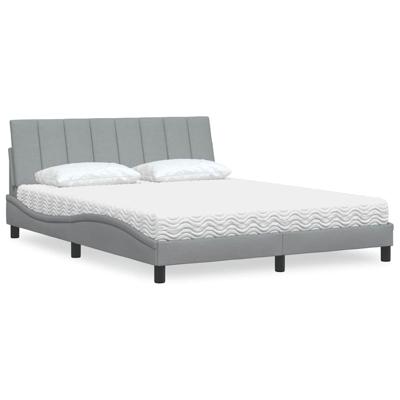 Bed met matras "Hanko" stof lichtgrijs 160x200 cm