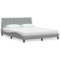 Bed met matras "Hanko" stof lichtgrijs 160x200 cm