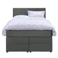 Leen Bakker - Boxspring Met Opbergruimte Liv Geblokt - 120x200 Cm - Stof/Velvet - Grijs